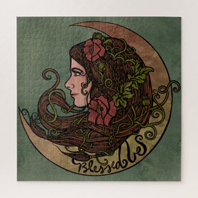Blessed Be Moon Goddess Pagan Art Jigsaw Puzzle (Vertical)