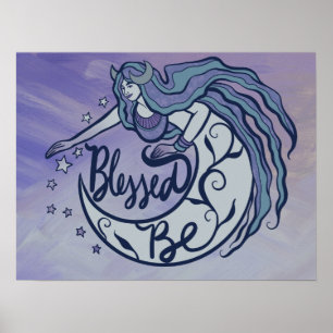 Blessed Be Moon Goddess Poster