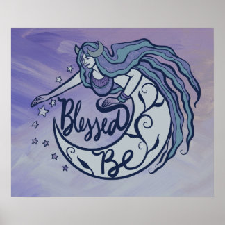 Blessed Be Moon Goddess Poster