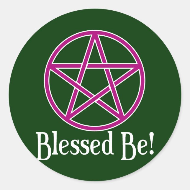 Blessed Be Pentagram Classic Round Sticker (Front)