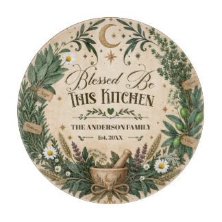 Blessed Be This Kitchen Custom Family Name Cutting Board