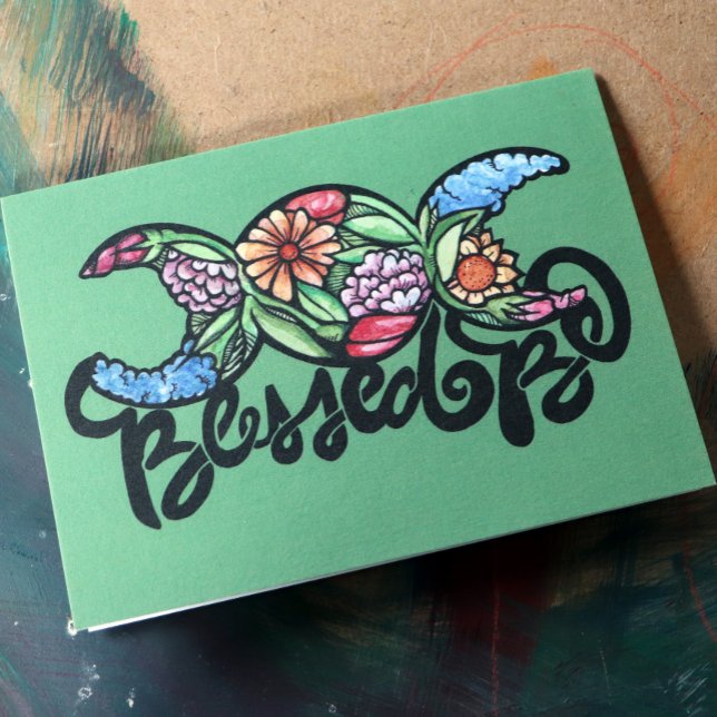 "Blessed Be" Triple Moon Bloom Card (Creator Uploaded)