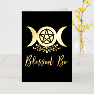Blessed Be Triple Moon Goddess Foil Holiday Card