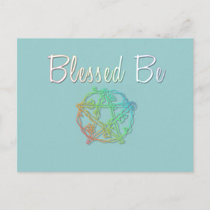 Blessed be with pretty heart pentacle postcard