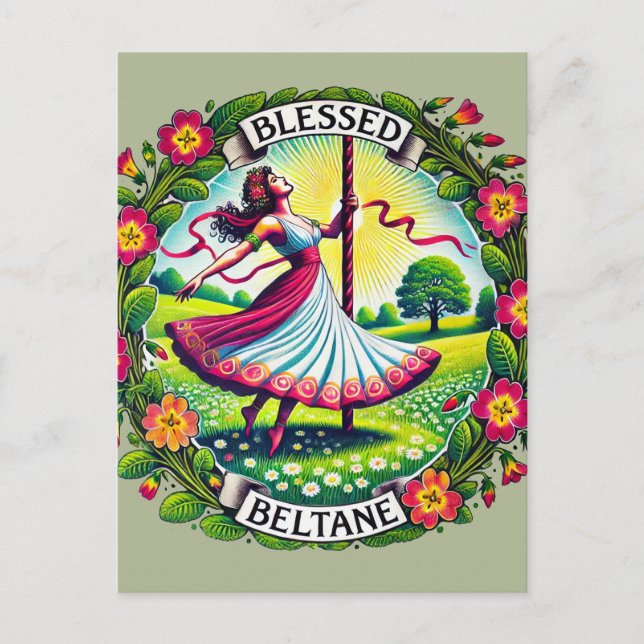 Blessed Beltane Postcard (Front)