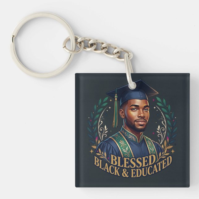 Blessed Black & Educated Key Ring (Front)