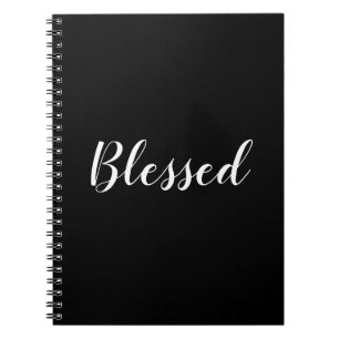 Blessed black & white custom script text cute  notebook