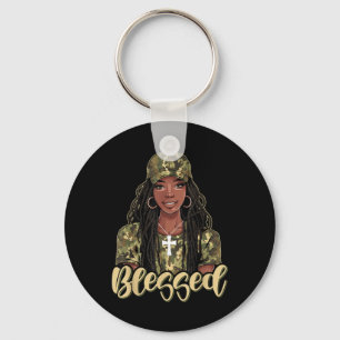 Blessed Black Women Afro African American Christia Key Ring
