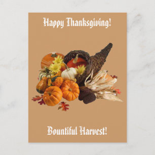 Blessed Bountiful Harvest Colourful Cornucopia Holiday Postcard