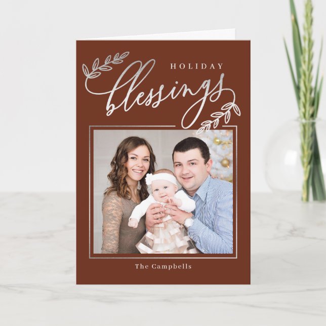 Blessed Branch Folded Holiday Photo Card (Front)