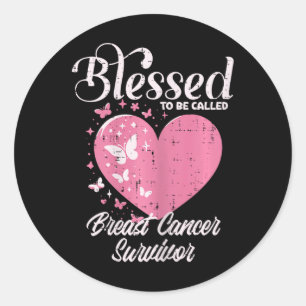 Blessed Breast Cancer Survivor Awareness Christian Classic Round Sticker
