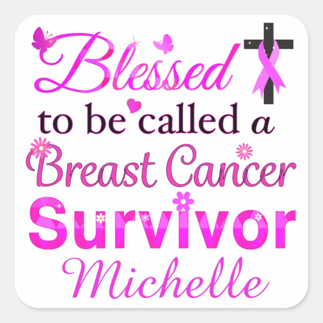Blessed Breast Cancer Survivor Square Sticker (Front)