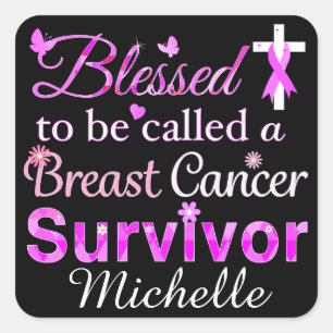 Blessed Breast Cancer Survivor Square Sticker