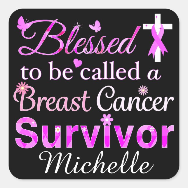 Blessed Breast Cancer Survivor Square Sticker (Front)
