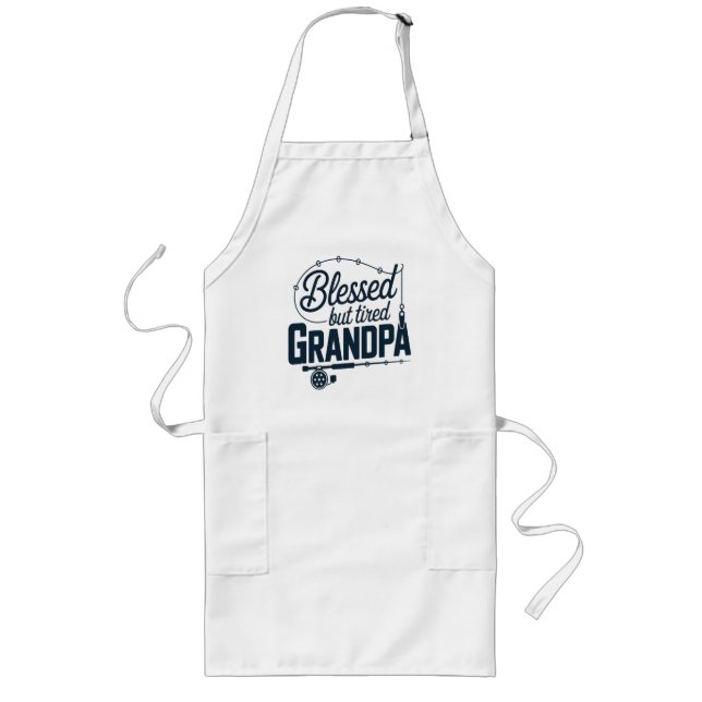 Blessed But Tired Grandpa Long Apron (Front)
