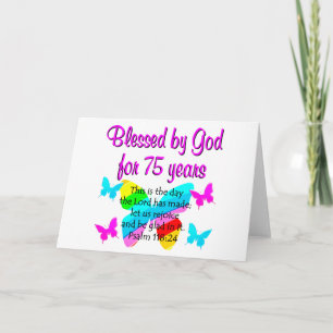 BLESSED BUTTERFLY 75TH BIRTHDAY DESIGN CARD