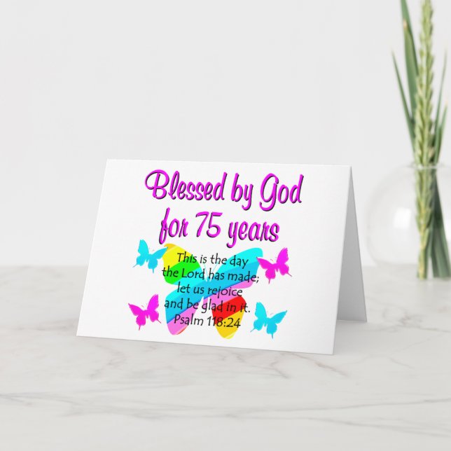 BLESSED BUTTERFLY 75TH BIRTHDAY DESIGN CARD (Front)