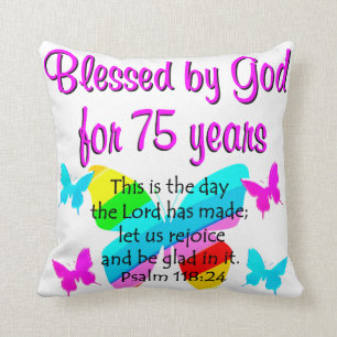 BLESSED BUTTERFLY 75TH BIRTHDAY DESIGN CUSHION