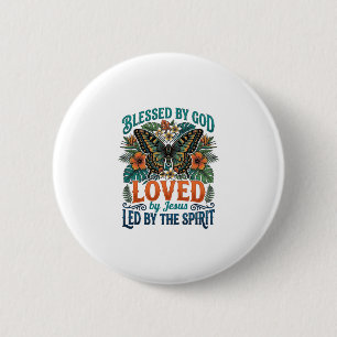 Blessed Butterfly Christian T-Shirt Design_1 6 Cm Round Badge