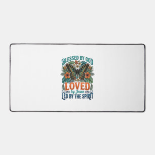 Blessed Butterfly Christian T-Shirt Design_1 Desk Mat