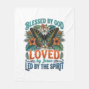 Blessed Butterfly Christian T-Shirt Design_1 Fleece Blanket