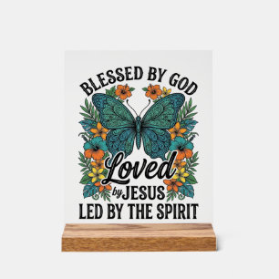 Blessed Butterfly Christian T-Shirt Design (2) Acrylic Sign