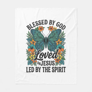 Blessed Butterfly Christian T-Shirt Design (2) Fleece Blanket