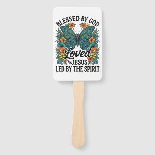 Blessed Butterfly Christian T-Shirt Design (2) Hand Fan