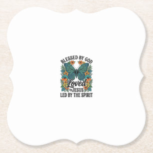 Blessed Butterfly Christian T-Shirt Design (2) Paper Coaster