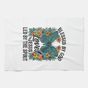 Blessed Butterfly Christian T-Shirt Design (2) Tea Towel