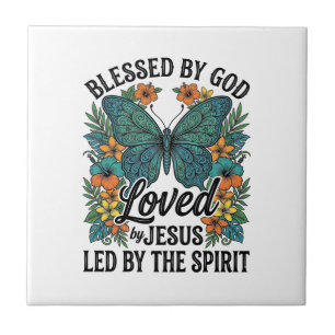 Blessed Butterfly Christian T-Shirt Design (2) Tile