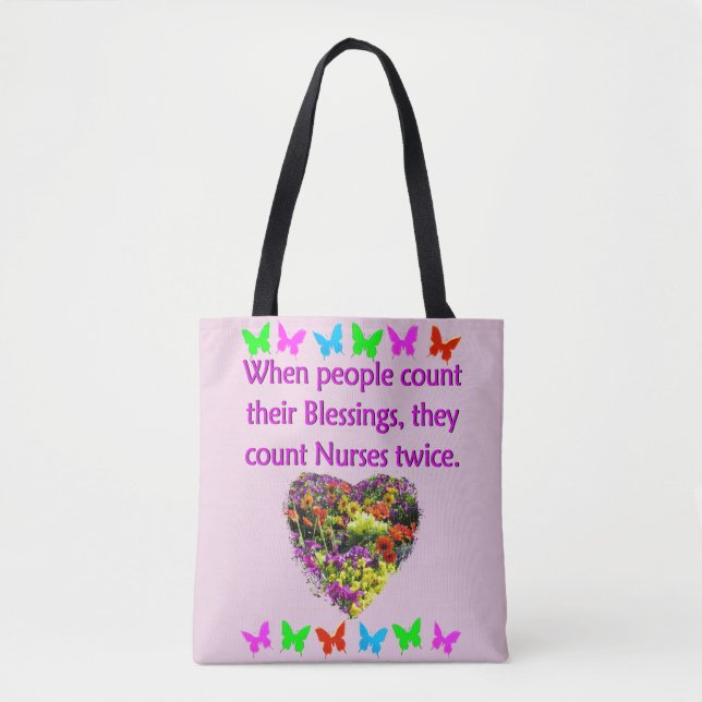 BLESSED BY A NURSE TOTE BAG (Front)