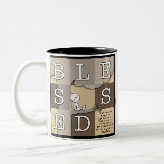 Blessed By  Abundance of Beauty Two-Tone Coffee Mug (Left)