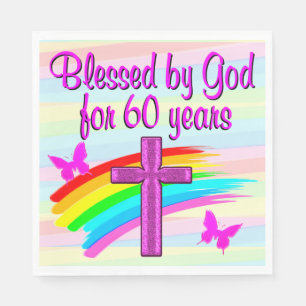 BLESSED BY GOD 60TH BIRTHDAY PRAYER PAPER NAPKINS