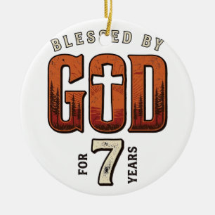 Blessed By God 7 Years Vintage Christian Shirt Ceramic Tree Decoration