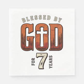 Blessed By God 7 Years Vintage Christian Shirt Napkin