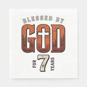 Blessed By God 7 Years Vintage Christian Shirt Napkin