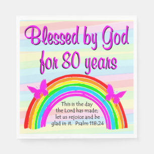 BLESSED BY GOD 80TH BIRTHDAY NAPKINS