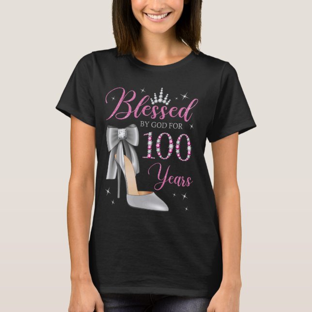Blessed By God For 100 Years Old 100th Birthday Pa T-Shirt (Front)