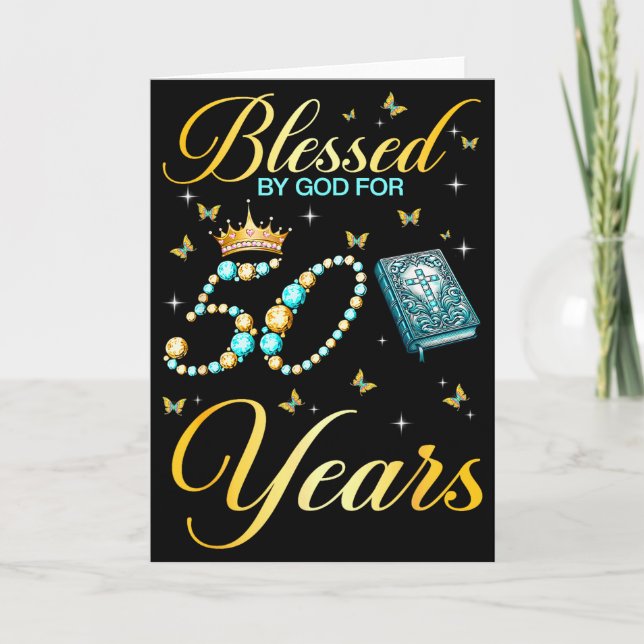 Blessed By God For 50 Years Old Christian 50th Bir Card (Front)