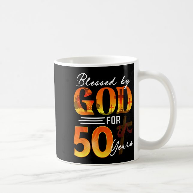 Blessed By God For 50 Years Old Gift 50th Birthday Coffee Mug (Right)
