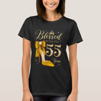 Blessed By God For 55 Years Old 55th Birthday Woma T-Shirt
