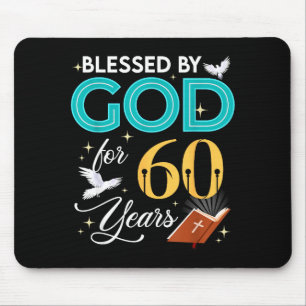 Blessed By God For 60 Years Old 60 Birthday 60th B Mouse Mat