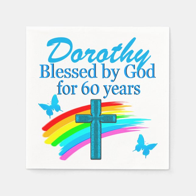 BLESSED BY GOD FOR 60TH PERSONALIZED NAPKINS (Front)
