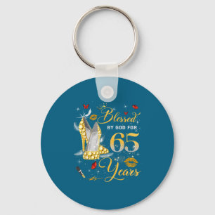 Blessed By God For 65 Years Old Women 65th Birthda Key Ring