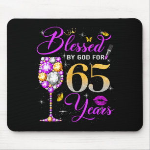 Blessed By God For 65 Years Old Women 65th Birthda Mouse Mat