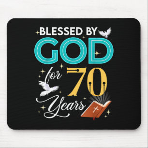 Blessed By God For 70 Years Old 70 Birthday 70th B Mouse Mat