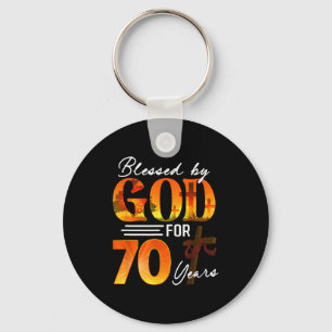 Blessed By God For 70 Years Old Gift 70th Birthday Key Ring