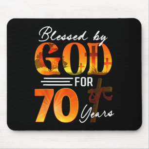 Blessed By God For 70 Years Old Gift 70th Birthday Mouse Mat