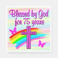 BLESSED BY GOD FOR 75 YEARS PAPER NAPKINS